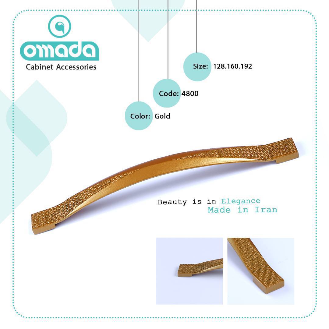 دستگیره کابینت دو پیچ کد 4800 نگین دار/ طلایی